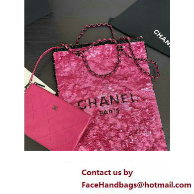 CHANEL Sequins  &  Black Metal FUCHSIA  &  Black Shopping Bag AS4856 2024